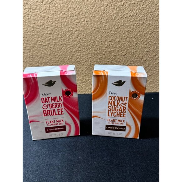Dove Oat Milk & Berry Brulee And Coconut Milk  Cleansing Bar Set Of 2 NEW - Picture 1 of 4